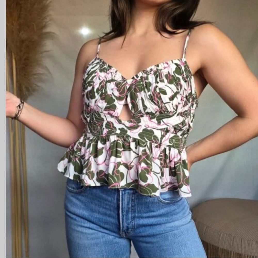 NWT Parker NWT Floral Print Peplum Cami Top Babydoll Fairy Size 6